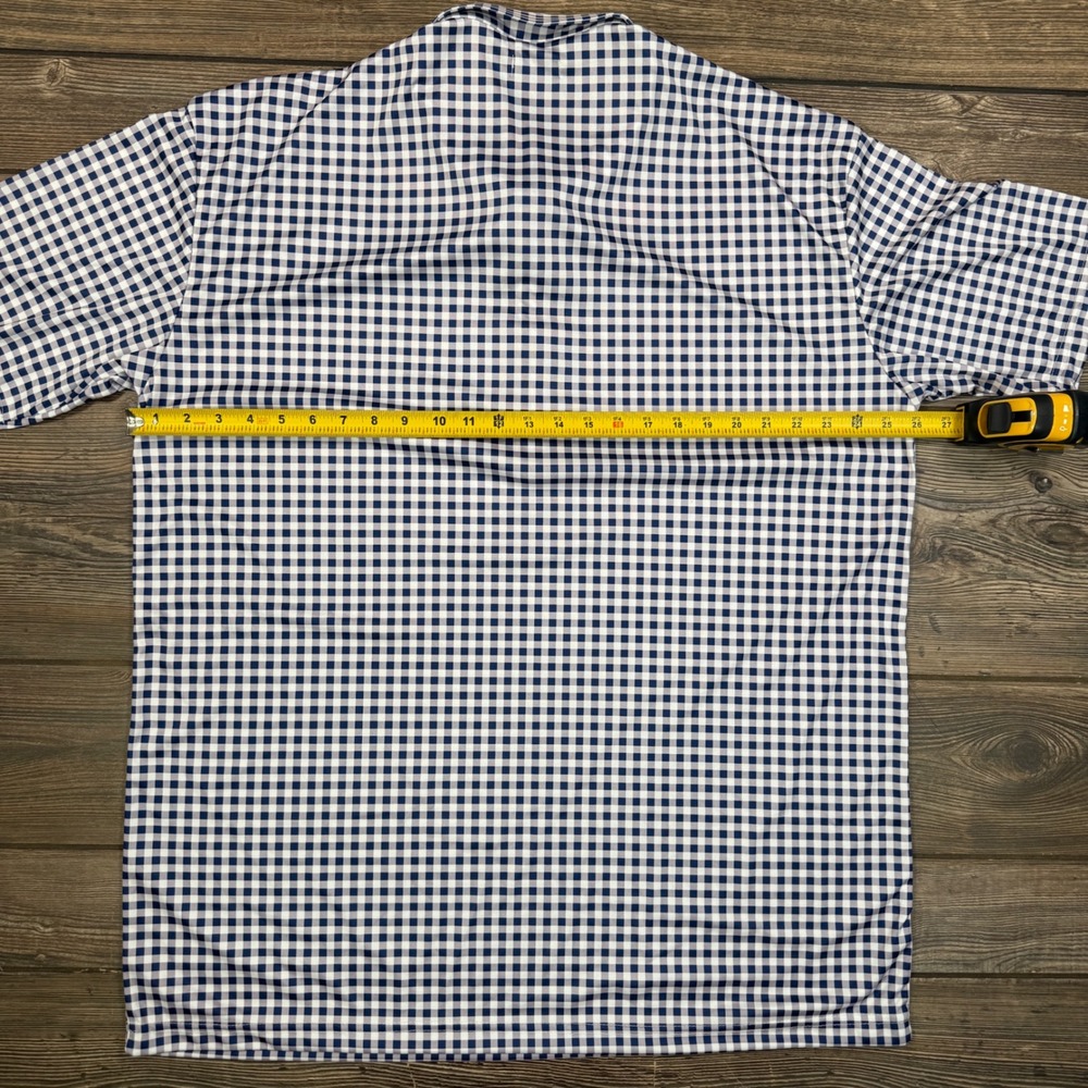 Collars & Co Men 3XL Polo Shirt Navy White Gingham Dress Collar Performance NEW - Picture 6 of 9